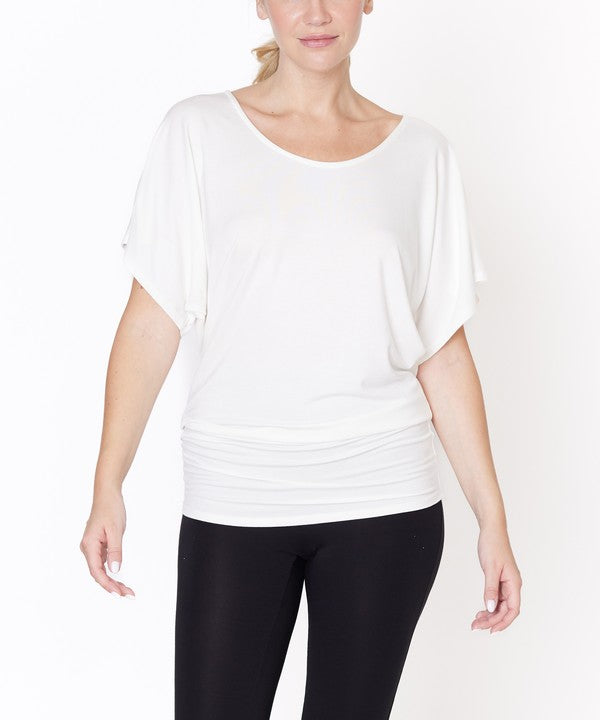 Women Bamboo SK Signature Dolman Sleeves U Neck Tunic Top Zarnesh