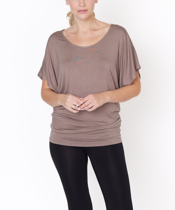 Women Bamboo SK Signature Dolman Sleeves U Neck Tunic Top Zarnesh