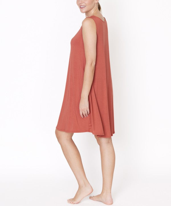 Women Bamboo Sleeveless Scoop Neck Daytime Hepburn Dress Zarnesh