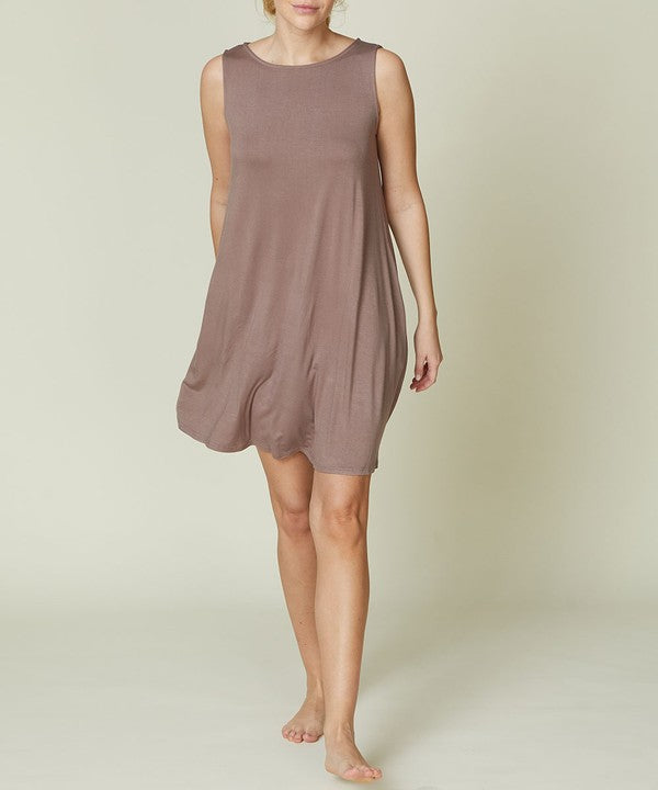 Women Bamboo Sleeveless Scoop Neck Daytime Hepburn Dress Zarnesh