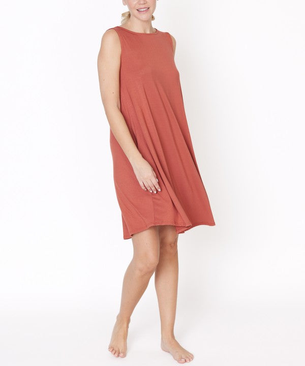 Women Bamboo Sleeveless Scoop Neck Daytime Hepburn Dress Zarnesh