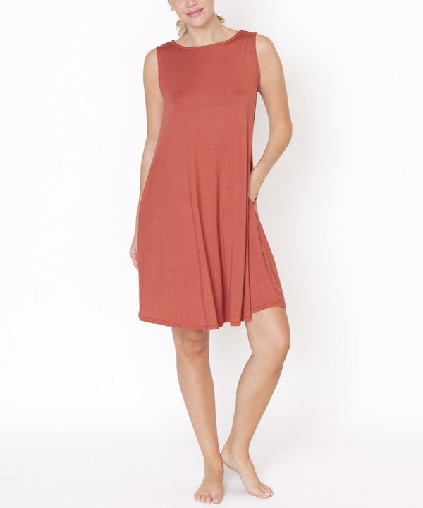 Women Bamboo Sleeveless Scoop Neck Daytime Hepburn Dress Zarnesh