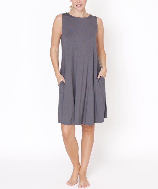 Women Bamboo Sleeveless Scoop Neck Daytime Hepburn Dress Zarnesh