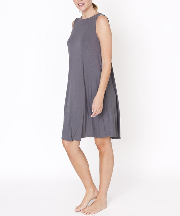 Women Bamboo Sleeveless Scoop Neck Daytime Hepburn Dress Zarnesh