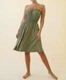 Women Bamboo Smock Waist Tube Knee Length Dress Zarnesh