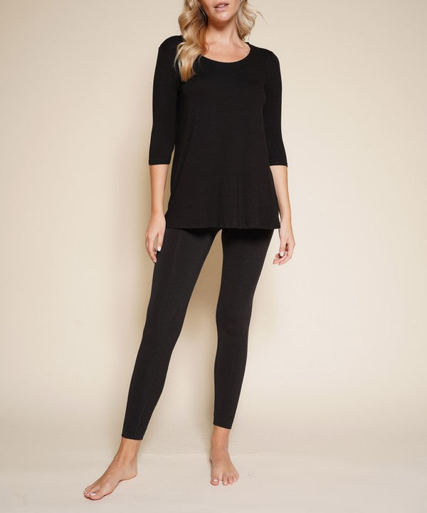 Women Bamboo U Neck Elbow Length Flared Bottom Tunic T Shirt Zarnesh