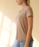 Women Bamboo V Neck Flared Open Bottom Short Sleeves T Shirt Zarnesh