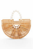 Women Bamboo Wooden Beads Pearl Handles Clutch Bag | Zarnesh