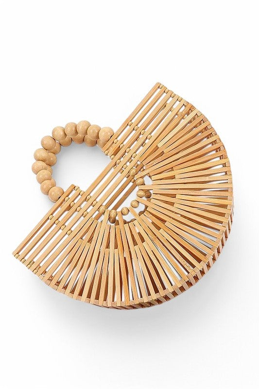 Women Bamboo Wooden Beads Pearl Handles Clutch Bag | Zarnesh