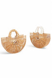 Women Bamboo Wooden Beads Pearl Handles Clutch Bag | Zarnesh