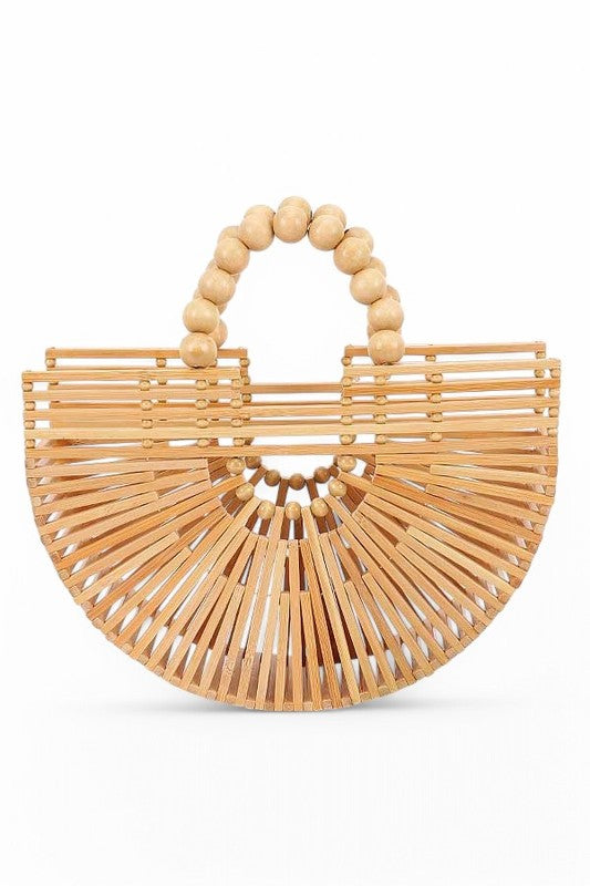 Women Bamboo Wooden Beads Pearl Handles Clutch Bag | Zarnesh
