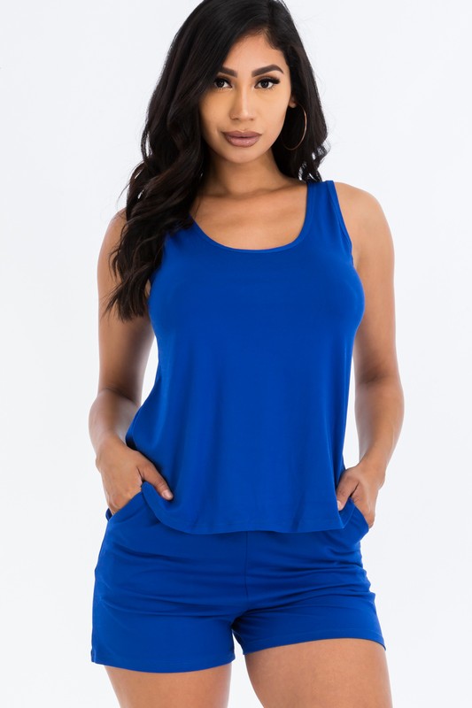 Women Basic Comfy Tank Top Mini Casual Shorts Set | Zarnesh