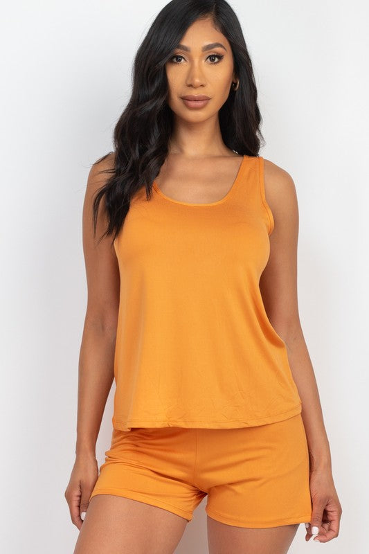 Women Basic Comfy Tank Top Mini Casual Shorts Set | Zarnesh
