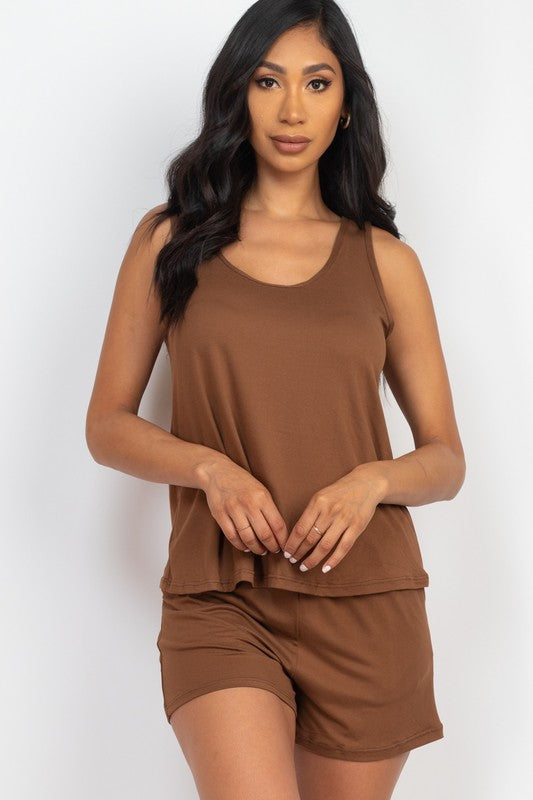Women Basic Comfy Tank Top Mini Casual Shorts Set | Zarnesh