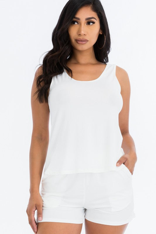 Women Basic Comfy Tank Top Mini Casual Shorts Set | Zarnesh