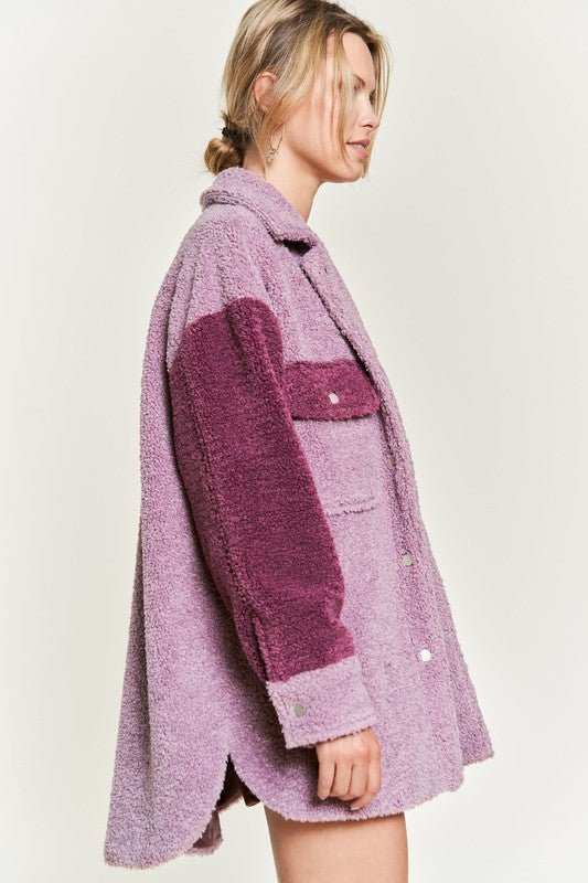 Women Colorblock Sherpa Jacket | Zarnesh