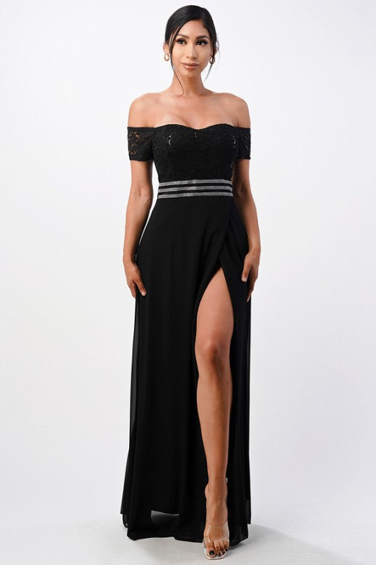 Women Chelsea Waist Sequin Lace Embellished Maxi Dress | Zarnesh