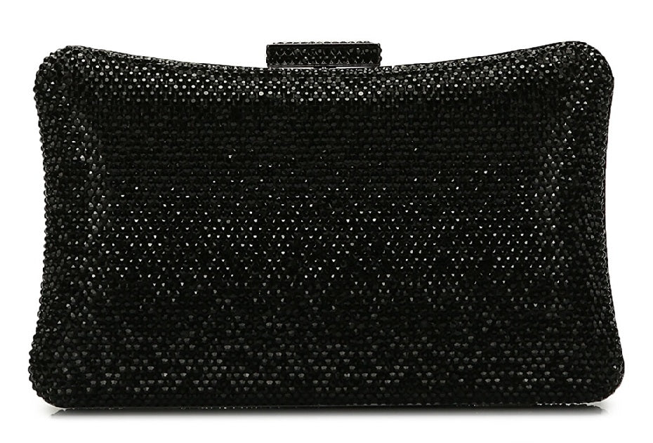 Women Crystal Pave Statement Removable Chain Box Clutch Zarnesh