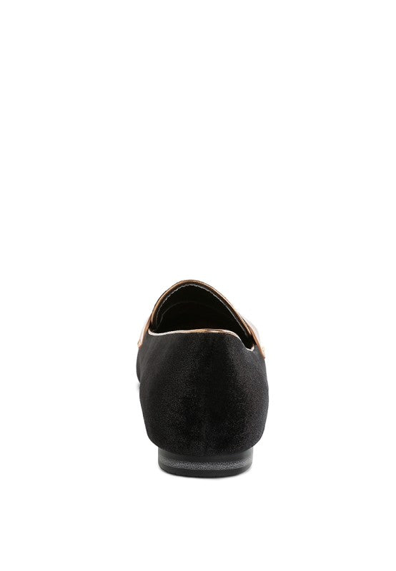 Women Malta Penny Strap Velvet Flat Heel Loafers | Zarnesh