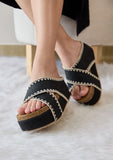 Women Nina Double Buckle Banda Wedge Artisan Slide Sandal Zarnesh