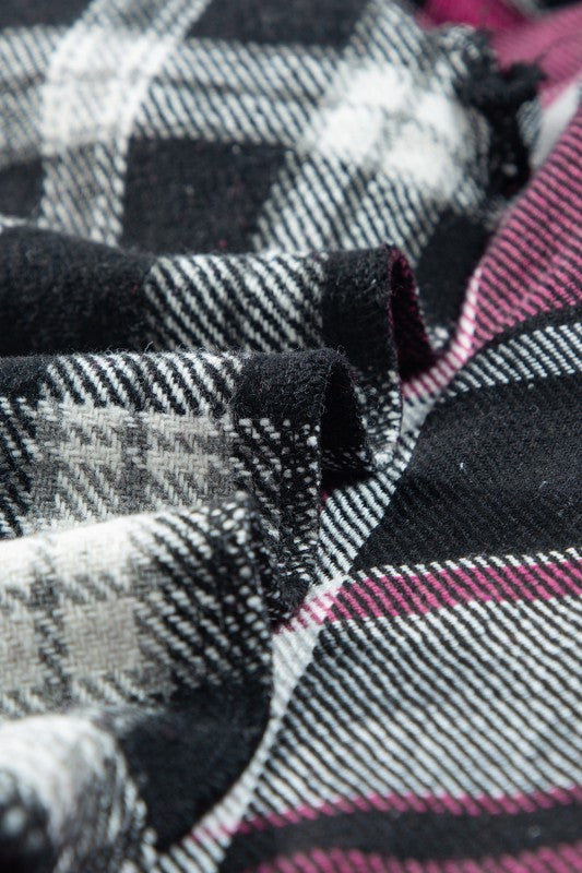 Women’s Black Plaid Colorblock Loose Shacket | Zarnesh