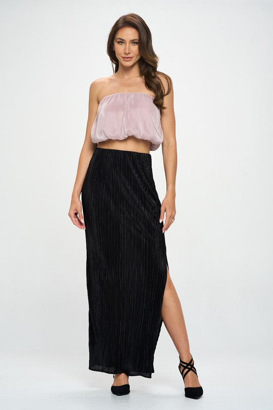 Women’s Plisse Side Slit Maxi Skirt | Zarnesh
