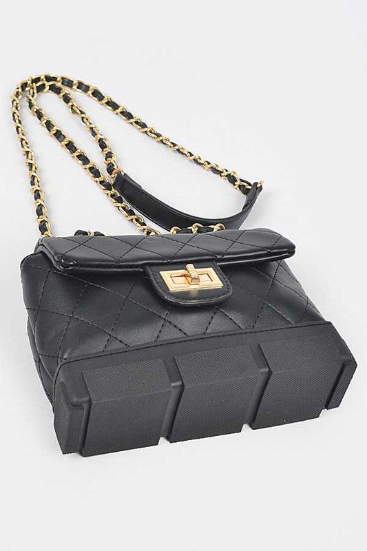 Women Silicon Bottom Quilted Shoulder Strap Bag Zarnesh
