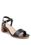 Women Varya Ankle Strap Pin Buckle Stacked Heel Sandals | Zarnesh