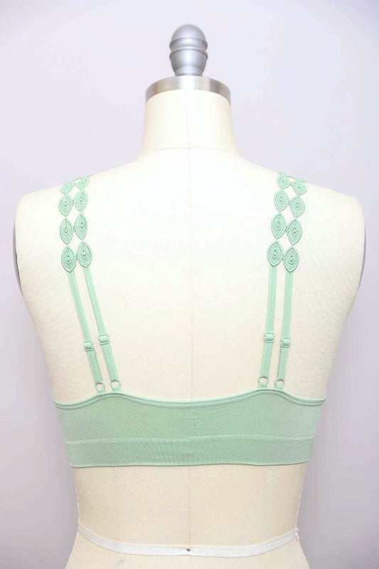 Women Boho Eye Lace Applique Bralette With Removeable Bra Pads Zarnesh