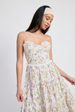 Women Breathable Lined Interior Fit Midi Floral Corset Dress Zarnesh