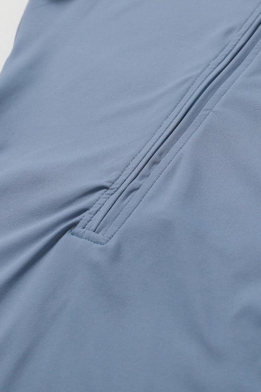 Women Breathable Zippered Short Sleeves Solid Color Jumpsuit Zarnesh