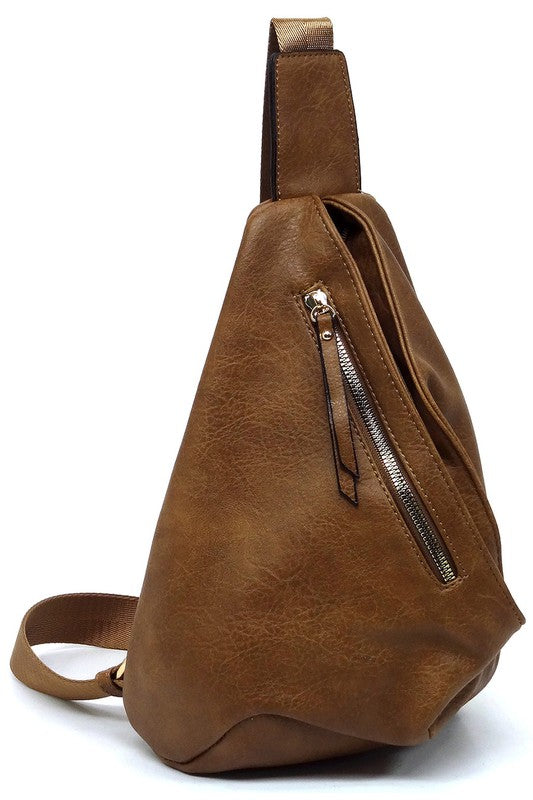 Women Faux Vegan Adjustable Shoulder Strap Sling Bag Backpack Zarnesh