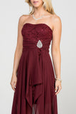 Women Open Back Lace Waist Brooch Chiffon Surplus Party Dress Zarnesh