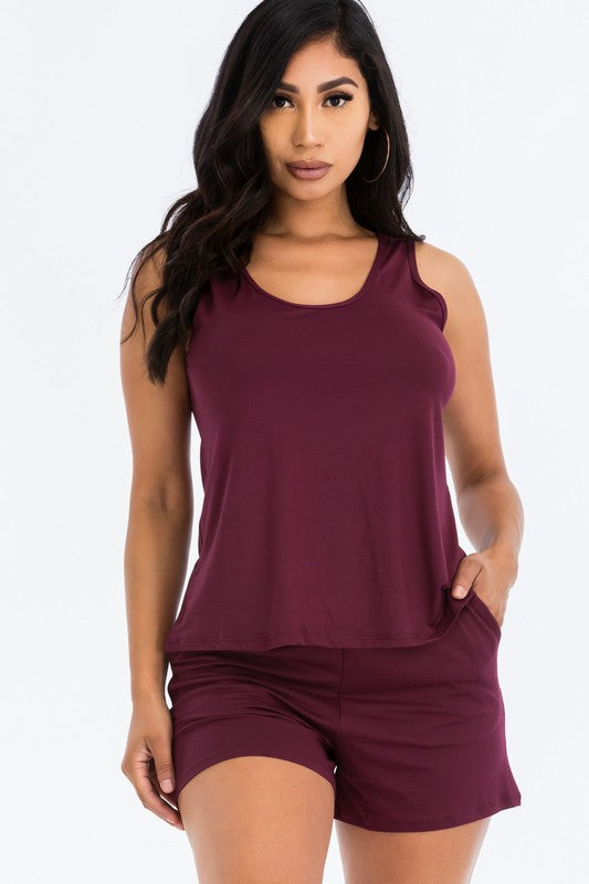 Women Basic Comfy Tank Top Mini Casual Shorts Set | Zarnesh