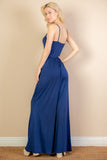 Women Button Sleeveless Elastic Waistband Wide Leg Jumpsuit Zarnesh