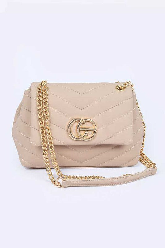Women CG Logo Quilted Flap Closure Chain Strap Shoulder Bag Zarnesh