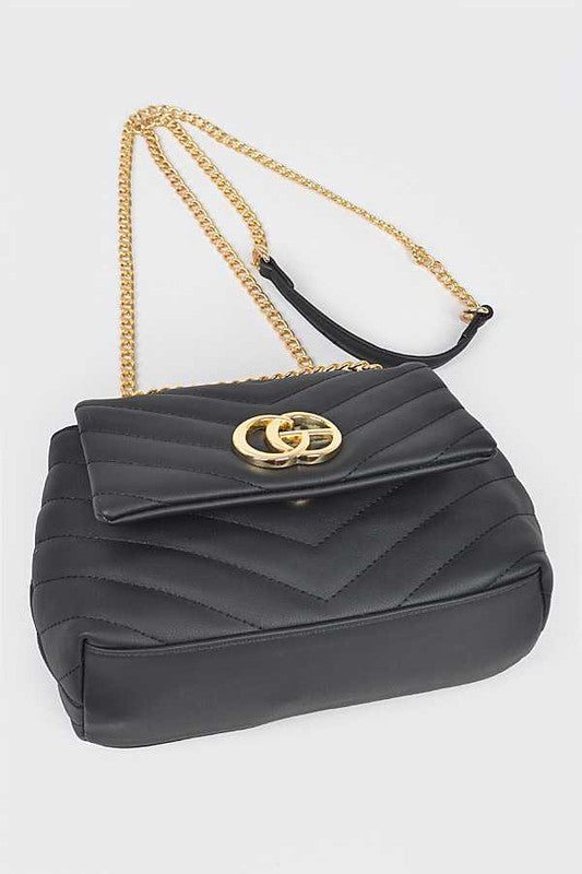 Women CG Logo Quilted Flap Closure Chain Strap Shoulder Bag Zarnesh