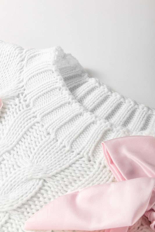 Women’s Cable Knit Bowknot Short Sleeve Spring Sweater | Zarnesh