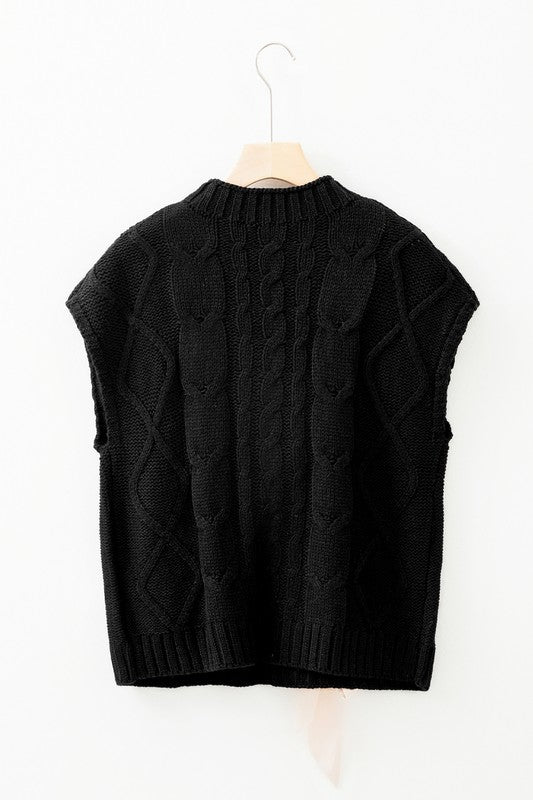 Women’s Cable Knit Bowknot Short Sleeve Spring Sweater | Zarnesh