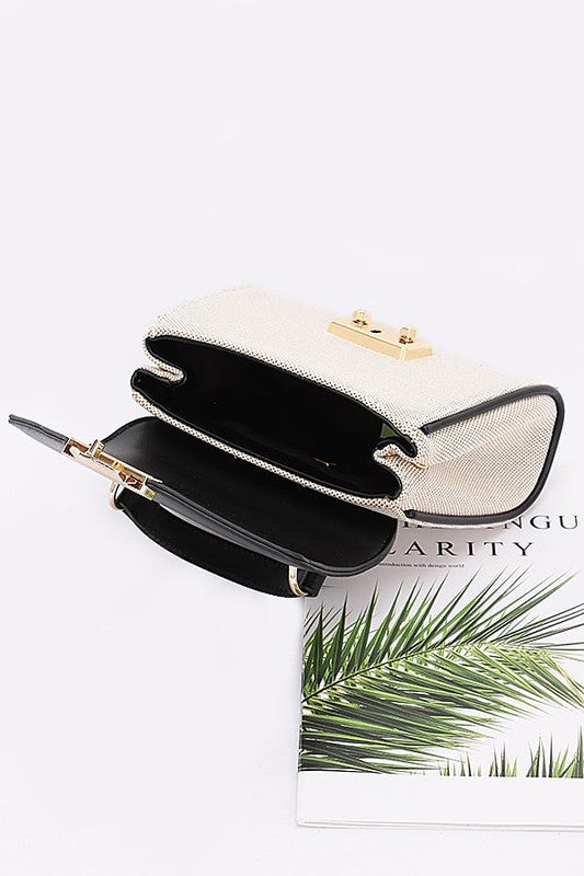 Women Canvas Two Tone Pocketbook Chain Strap Swing Bag Zarnesh