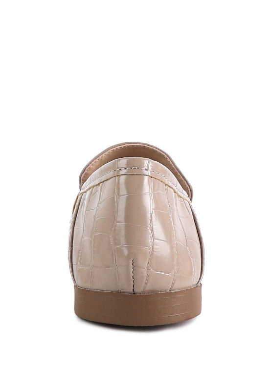 Women Casual Snok Almond Toe  Metal Buckle Loafers | Zarnesh