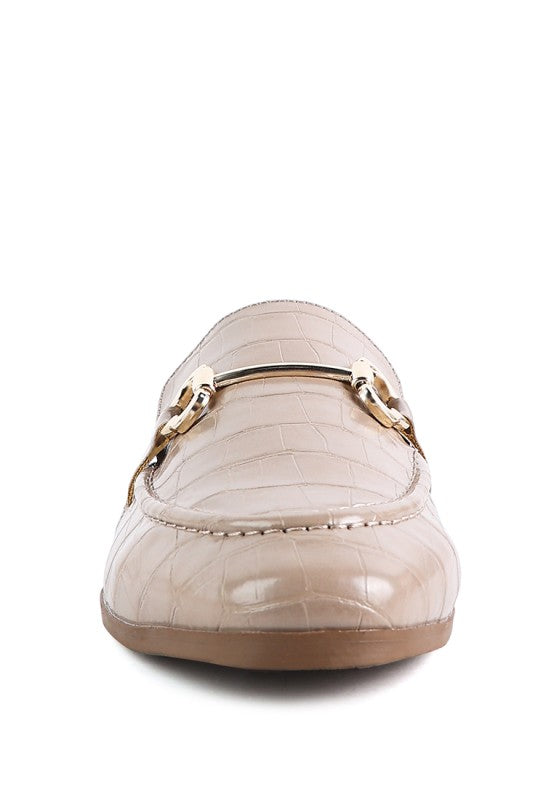 Women Casual Snok Almond Toe  Metal Buckle Loafers | Zarnesh