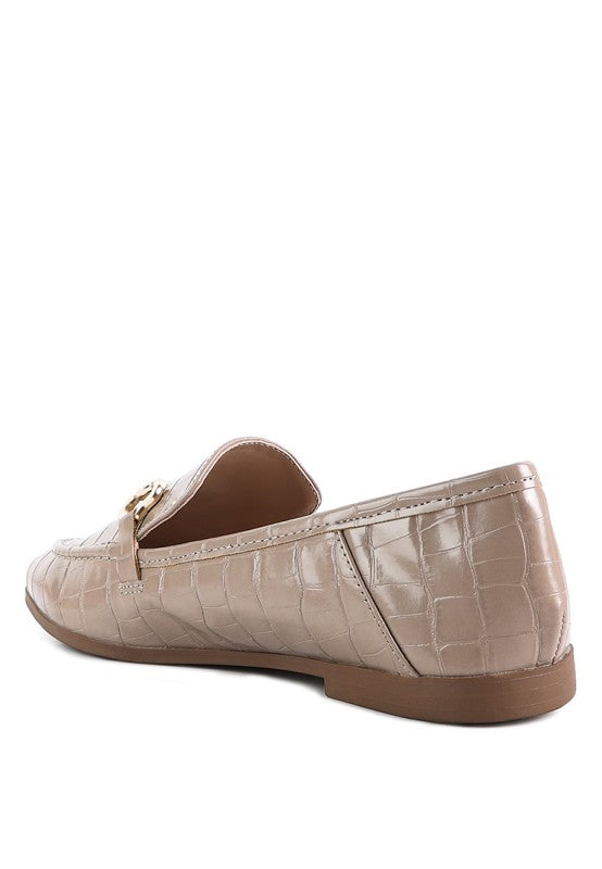 Women Casual Snok Almond Toe  Metal Buckle Loafers | Zarnesh