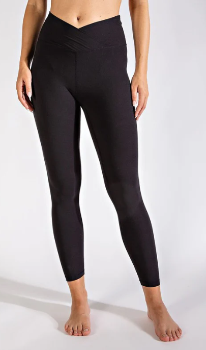 Women Casual V Waistband Full Length Fitted Black Leggings Zarnesh
