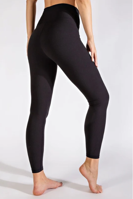 Women Casual V Waistband Full Length Fitted Black Leggings Zarnesh
