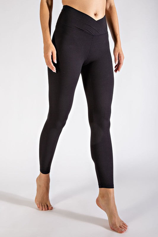 Women Casual V Waistband Full Length Fitted Black Leggings Zarnesh