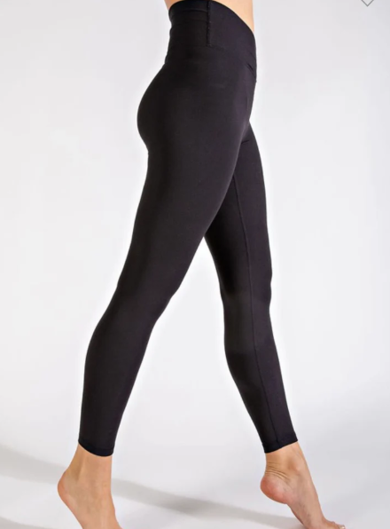 Women Casual V Waistband Full Length Fitted Black Leggings Zarnesh