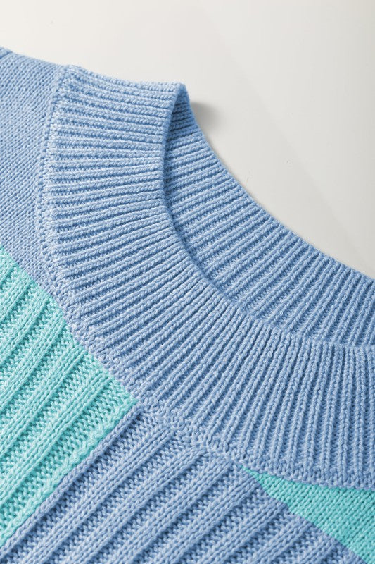 Women’s Checker Colorblock Crewneck Sweater | Zarnesh