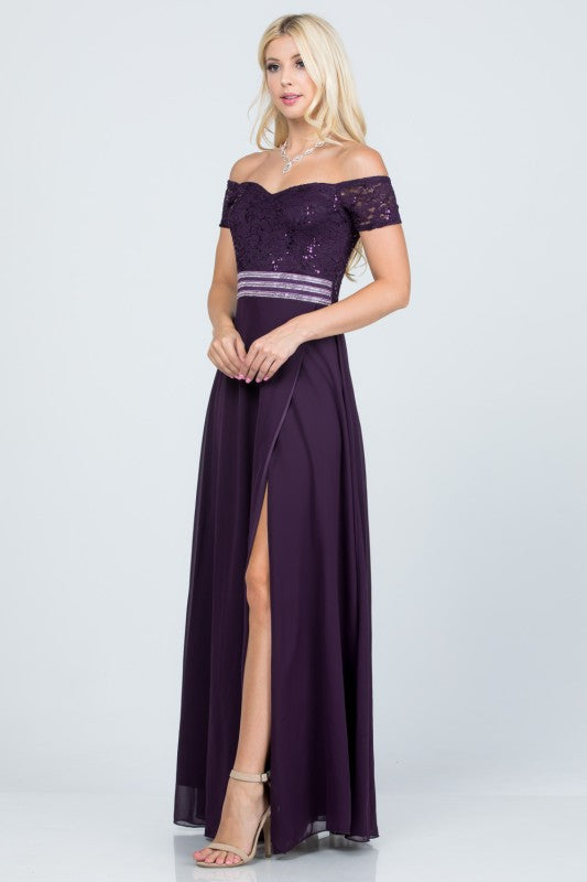 Women Chelsea Waist Sequin Lace Embellished Maxi Dress | Zarnesh
