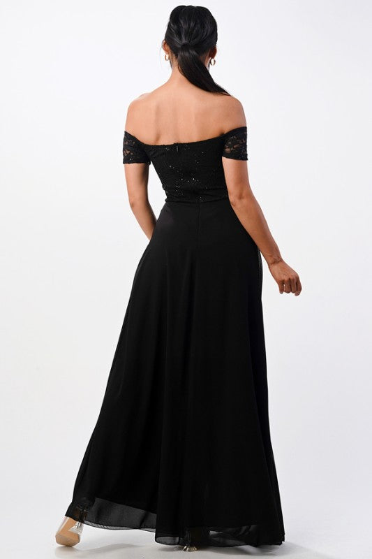 Women Chelsea Waist Sequin Lace Embellished Maxi Dress | Zarnesh